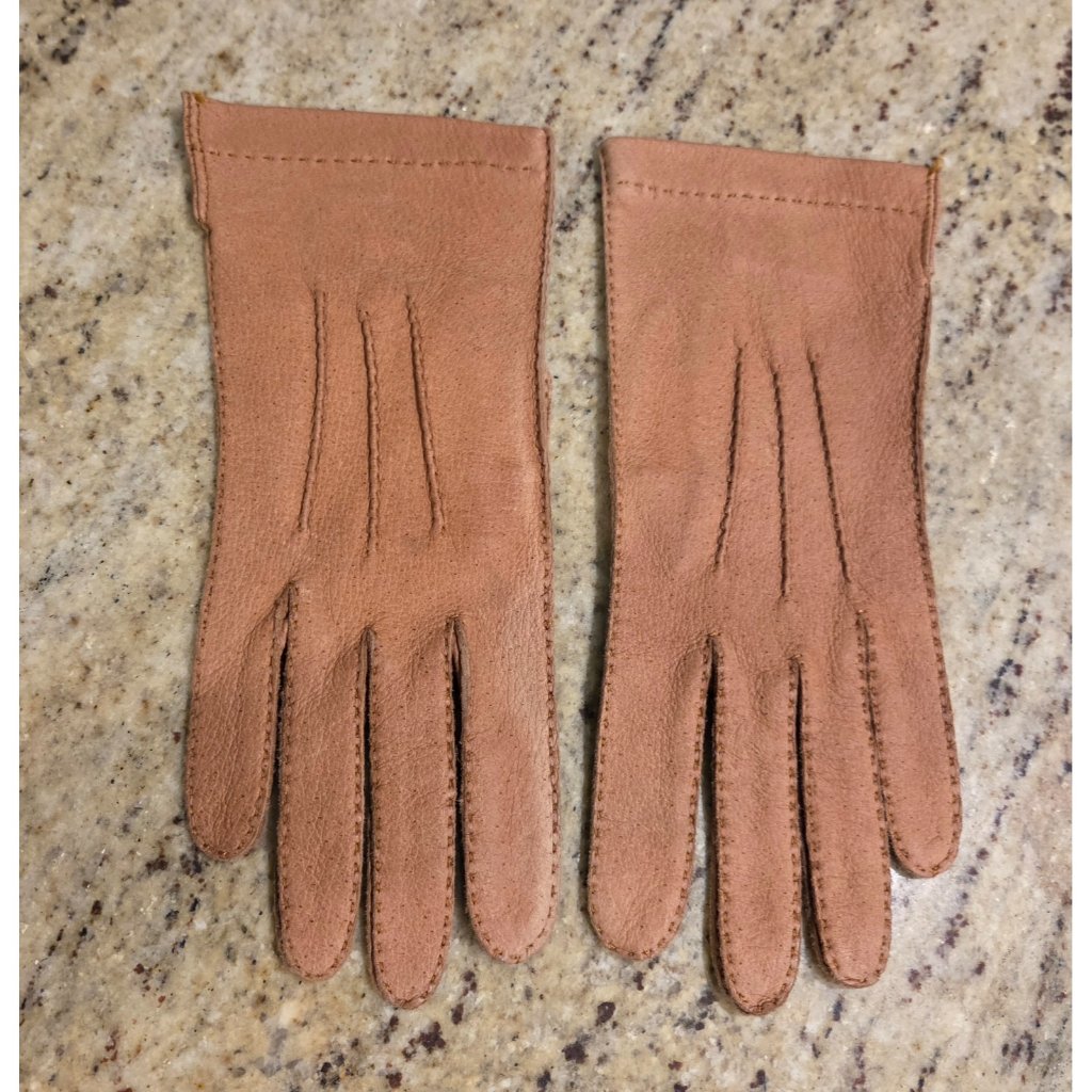 Vintage Womens Size S 6.5 Brown Pigskin Leather Gloves Shalimar